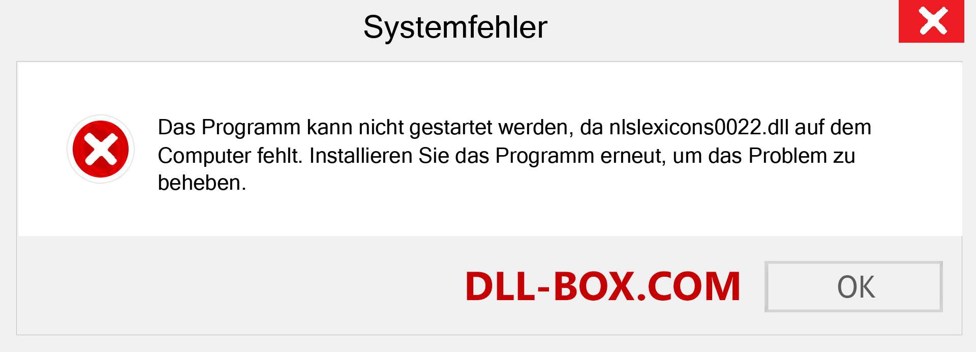 nlslexicons0022.dll-Datei fehlt?. Download für Windows 7, 8, 10 - Fix nlslexicons0022 dll Missing Error unter Windows, Fotos, Bildern