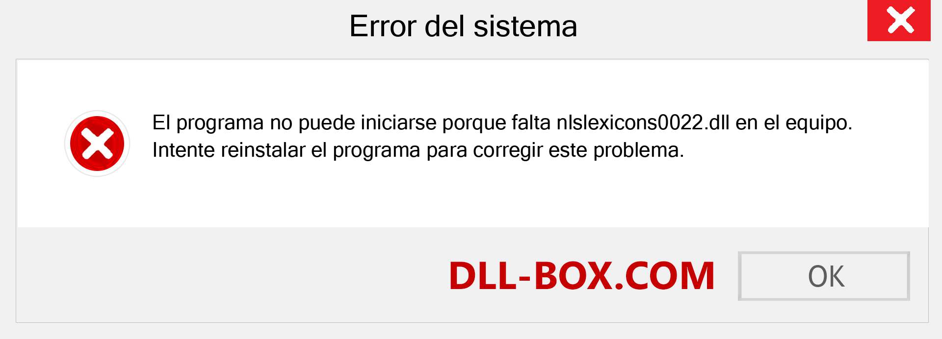 ¿Falta el archivo nlslexicons0022.dll ?. Descargar para Windows 7, 8, 10 - Corregir nlslexicons0022 dll Missing Error en Windows, fotos, imágenes