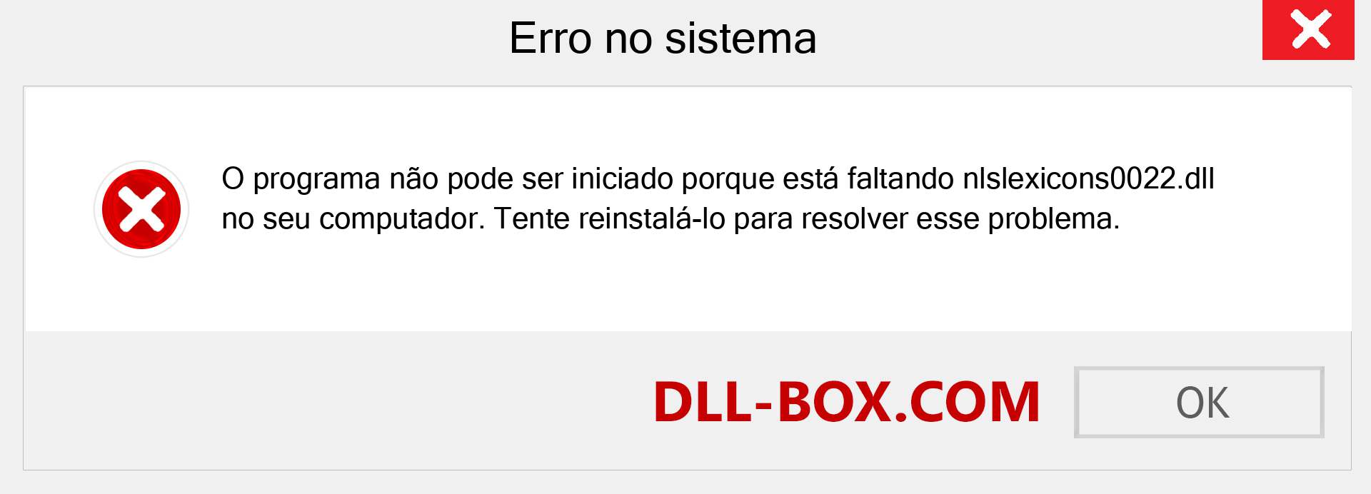 Arquivo nlslexicons0022.dll ausente ?. Download para Windows 7, 8, 10 - Correção de erro ausente nlslexicons0022 dll no Windows, fotos, imagens